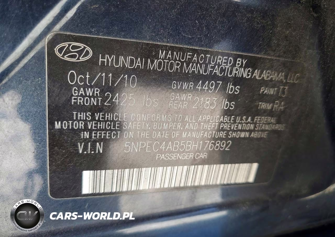 2011 Hyundai Sonata Se 2.0T VIN:5NPEC4AB5BH176892 - 12