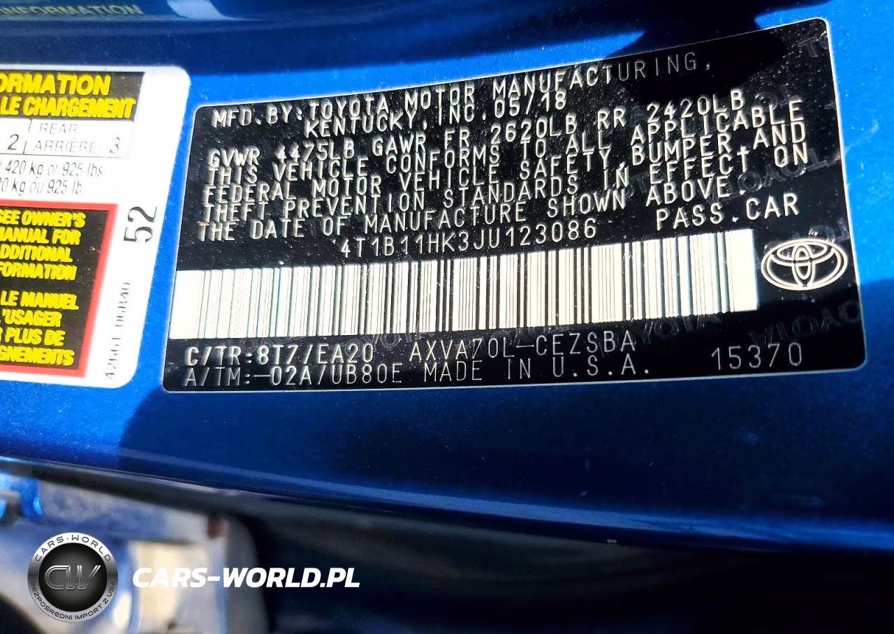 2018 Toyota Camry Se VIN:4T1B11HK3JU123086 - 12