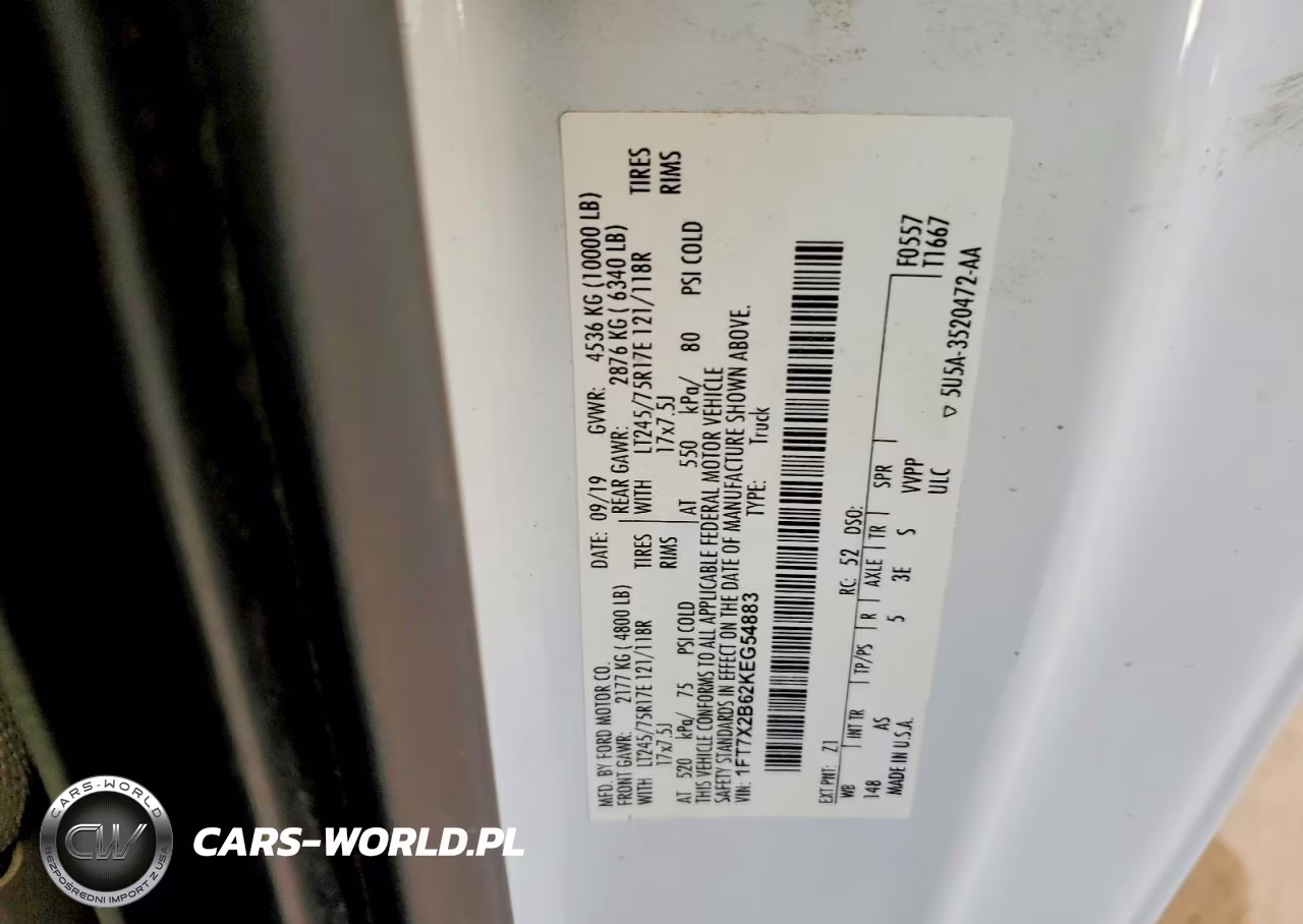 2019 Ford F250 Super Duty VIN:1FT7X2B62KEG54883 - 12