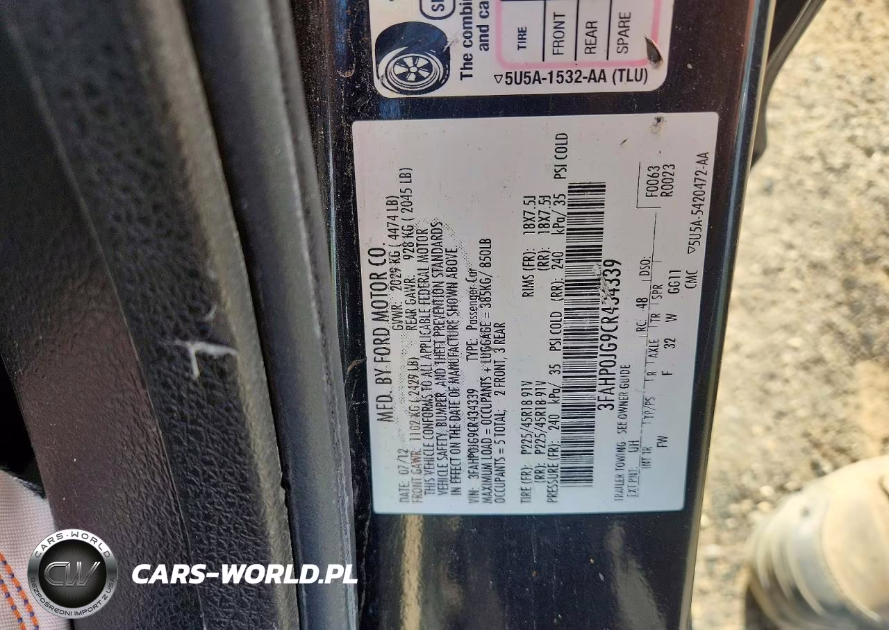 2012 Ford Fusion Sel VIN:3FAHP0JG9CR434339 - 12