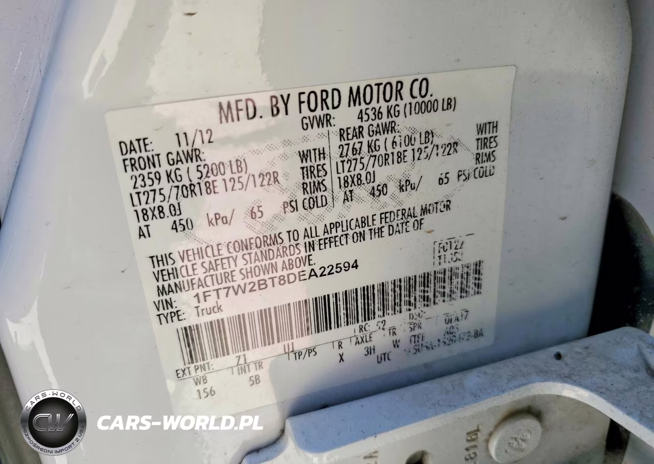2013 Ford F250 Super Duty VIN:1FT7W2BT8DEA22594 - 12