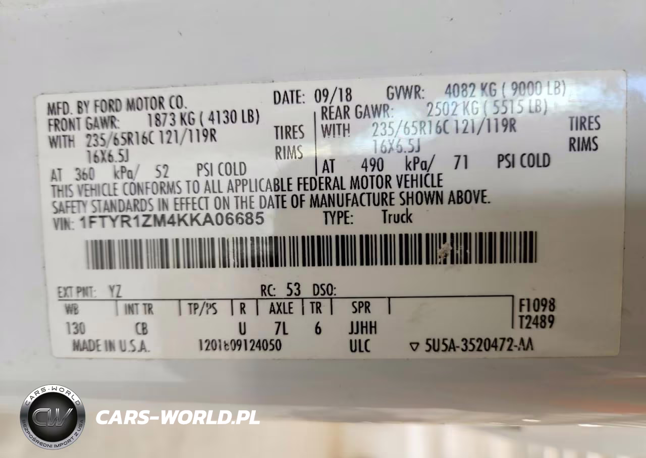 2019 Ford Transit 250 Delivery Van VIN:1FTYR1ZM4KKA06685 - 14