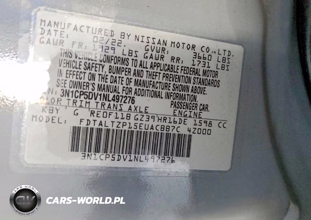 2022 Nissan Kicks Sr VIN:3N1CP5DV1NL497276 - 13