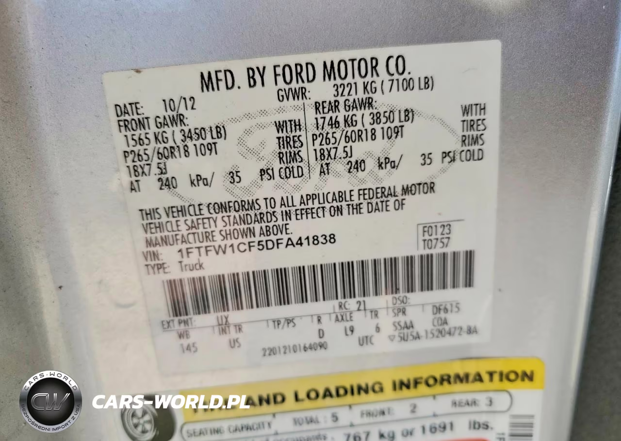 2013 Ford F150 Supercrew VIN:1FTFW1CF5DFA41838 - 12