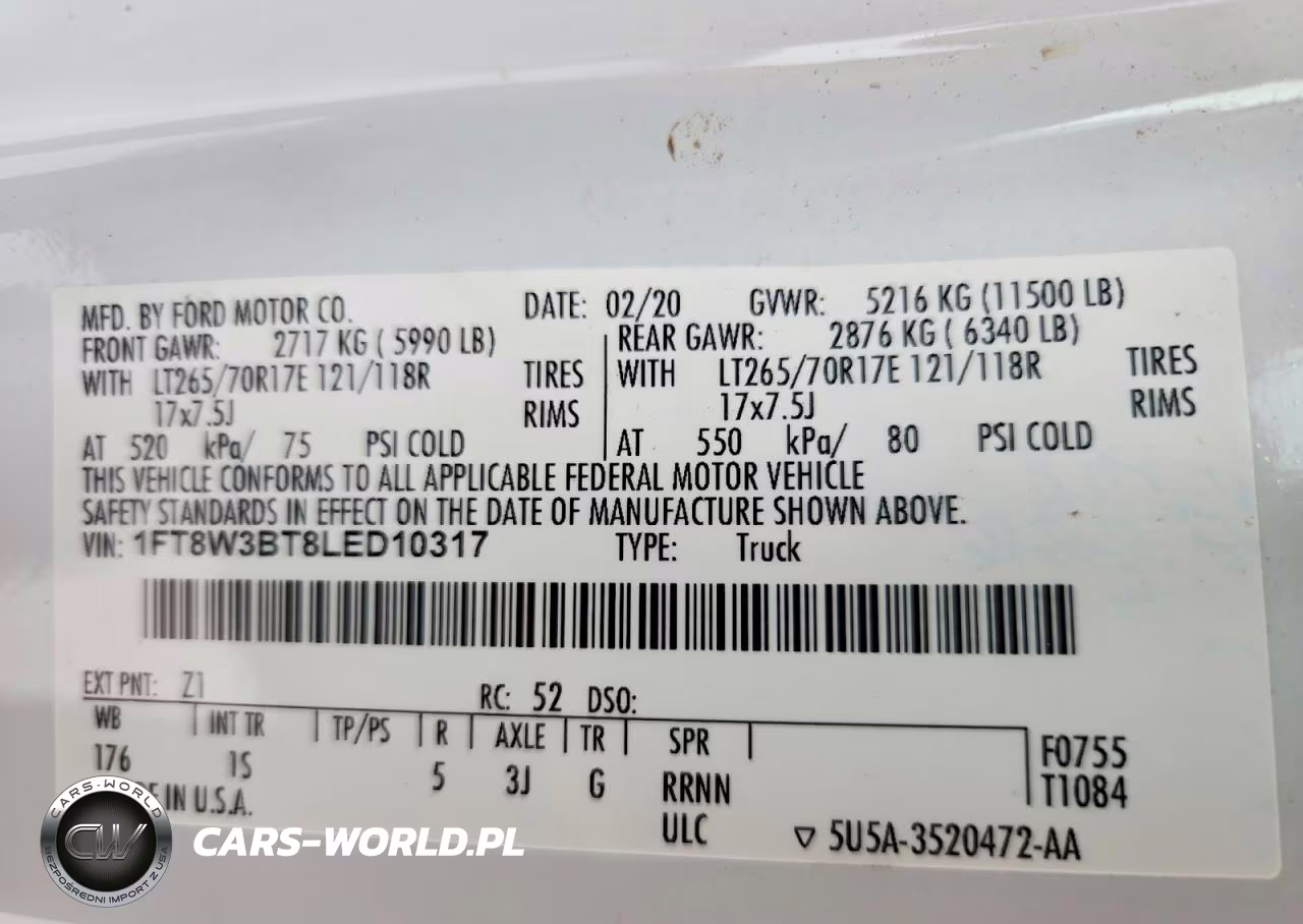 2020 Ford F350 Super Duty VIN:1FT8W3BT8LED10317 - 12