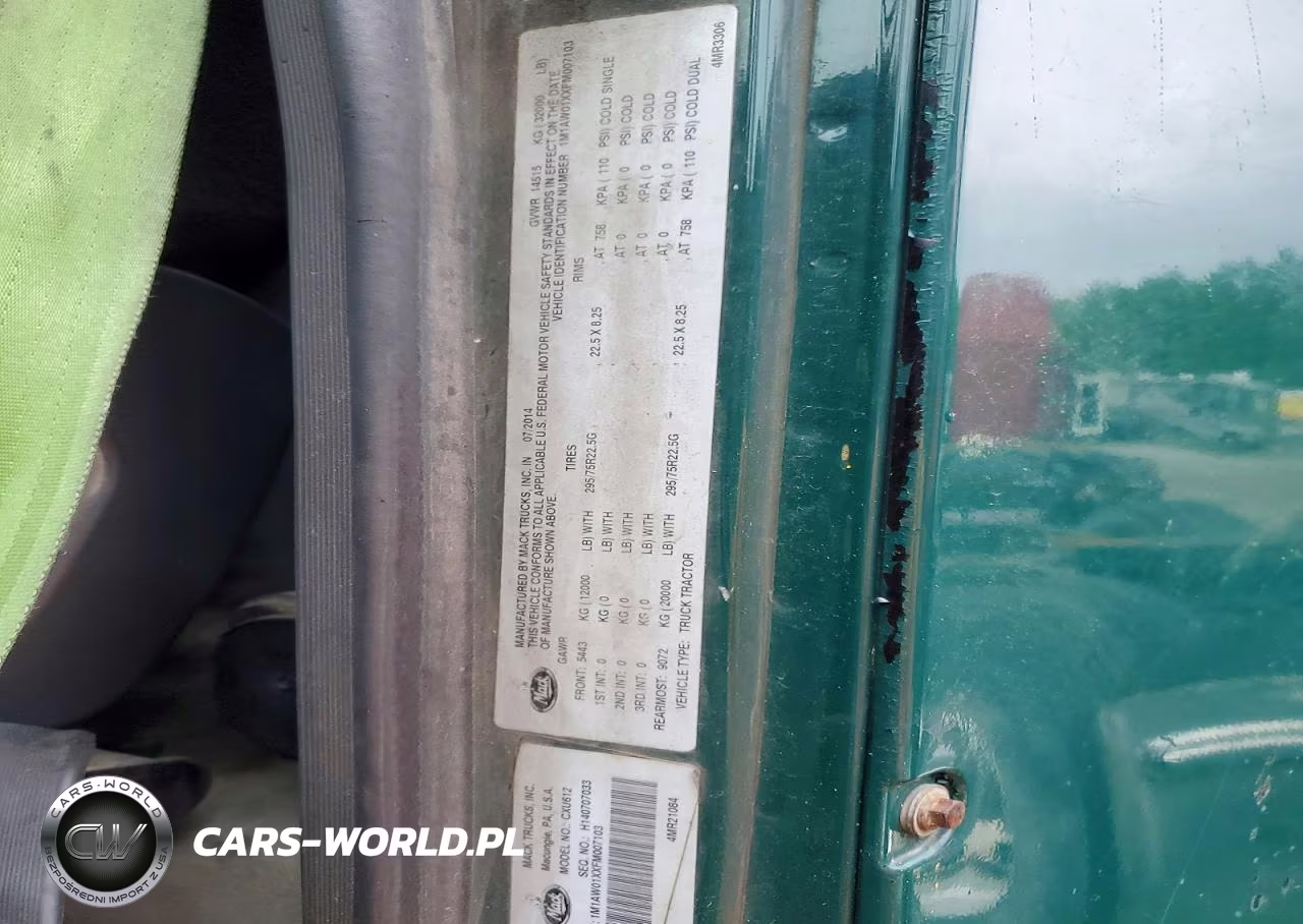 2015 Mack 600 Cxu600 VIN:1M1AW01XXFM007103 - 10