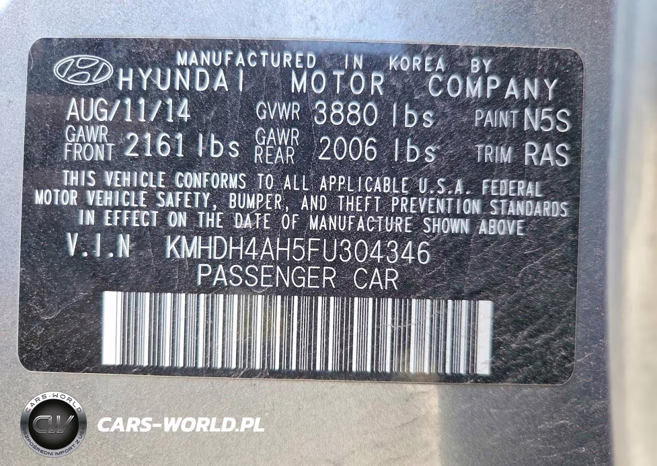 2015 Hyundai Elantra Sport VIN:KMHDH4AH5FU304346 - 12
