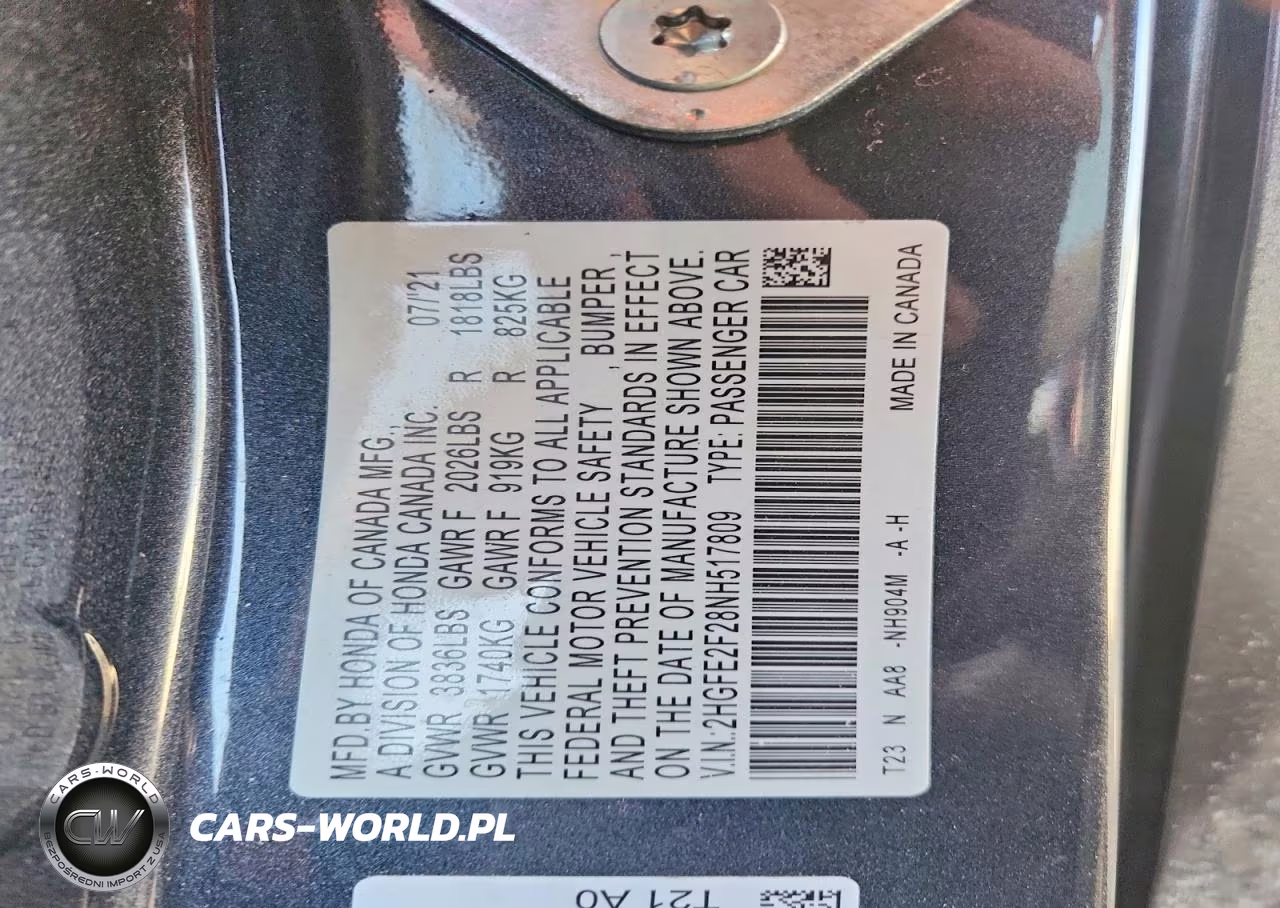2022 Honda Civic Lx VIN:2HGFE2F28NH517809 - 13