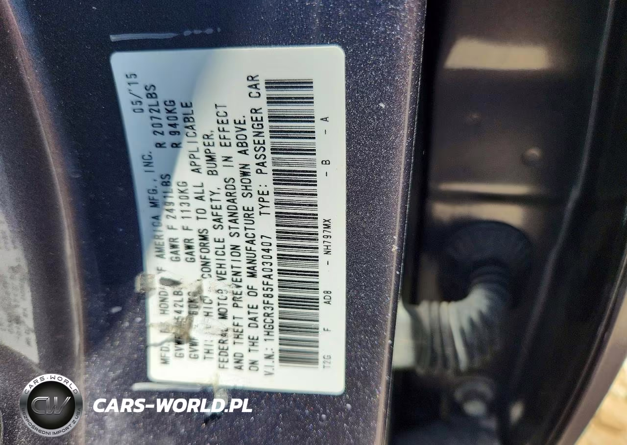 2015 Honda Accord Exl VIN:1HGCR3F85FA030407 - 12