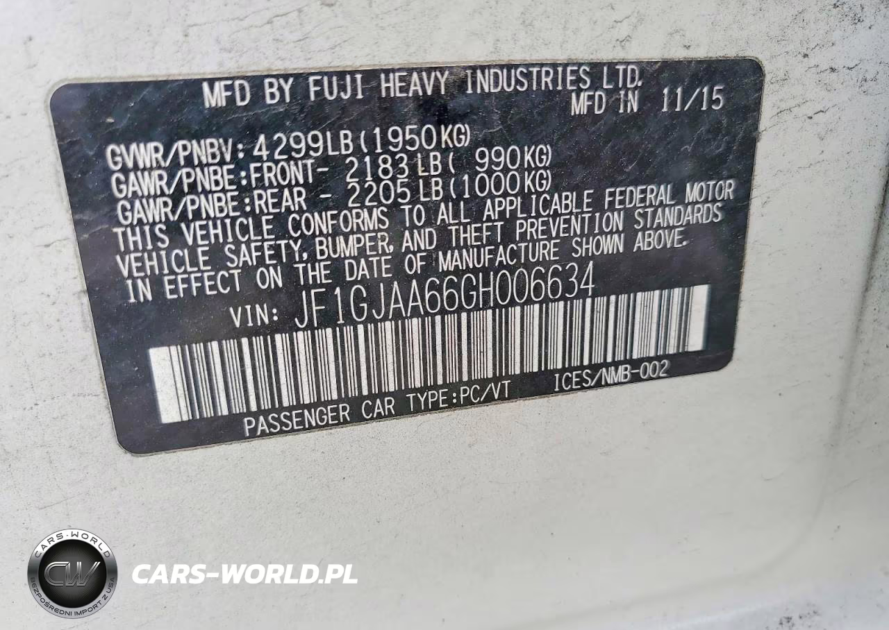 2016 Subaru Impreza VIN:JF1GJAA66GH006634 - 12