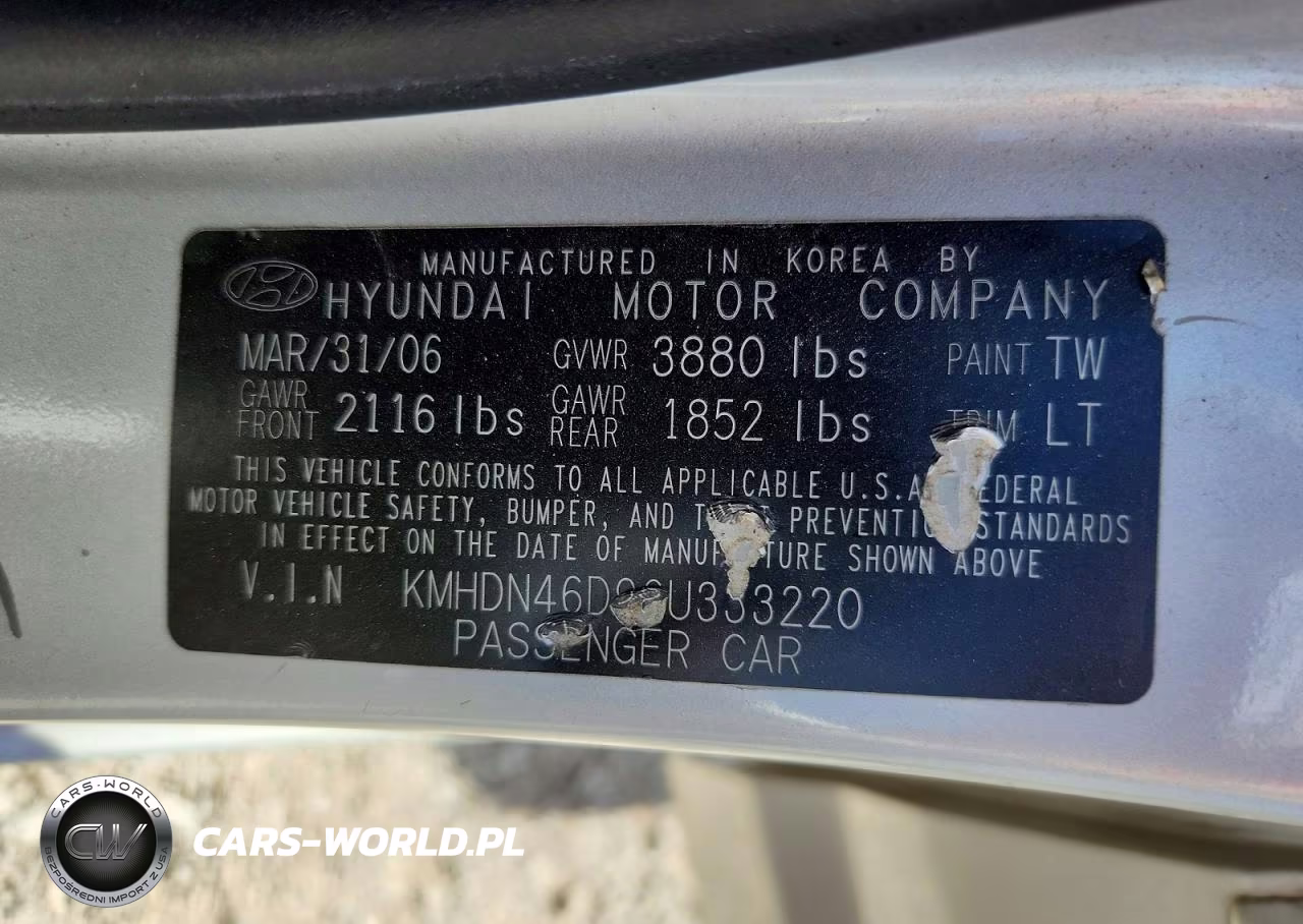 2006 Hyundai Elantra Gls VIN:KMHDN46D96U333220 - 13