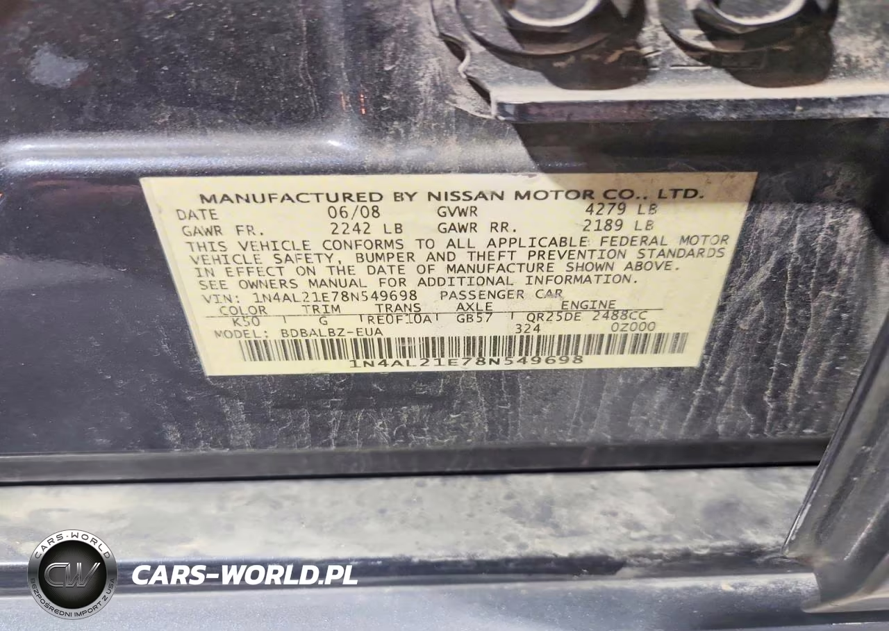 2008 Nissan Altima 2.5 VIN:1N4AL21E78N549698 - 12