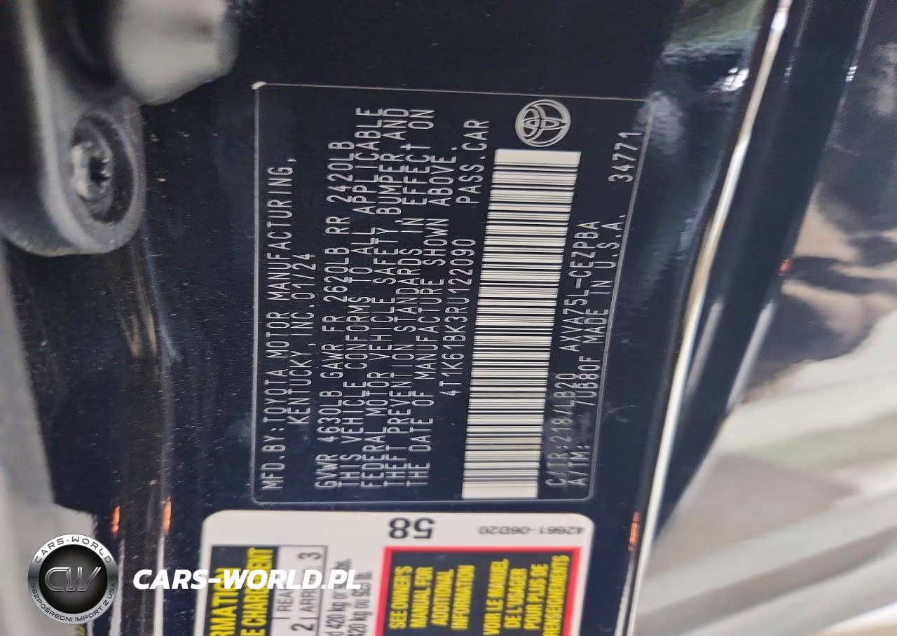 2024 Toyota Camry Xse VIN:4T1K61BK3RU122090 - 12
