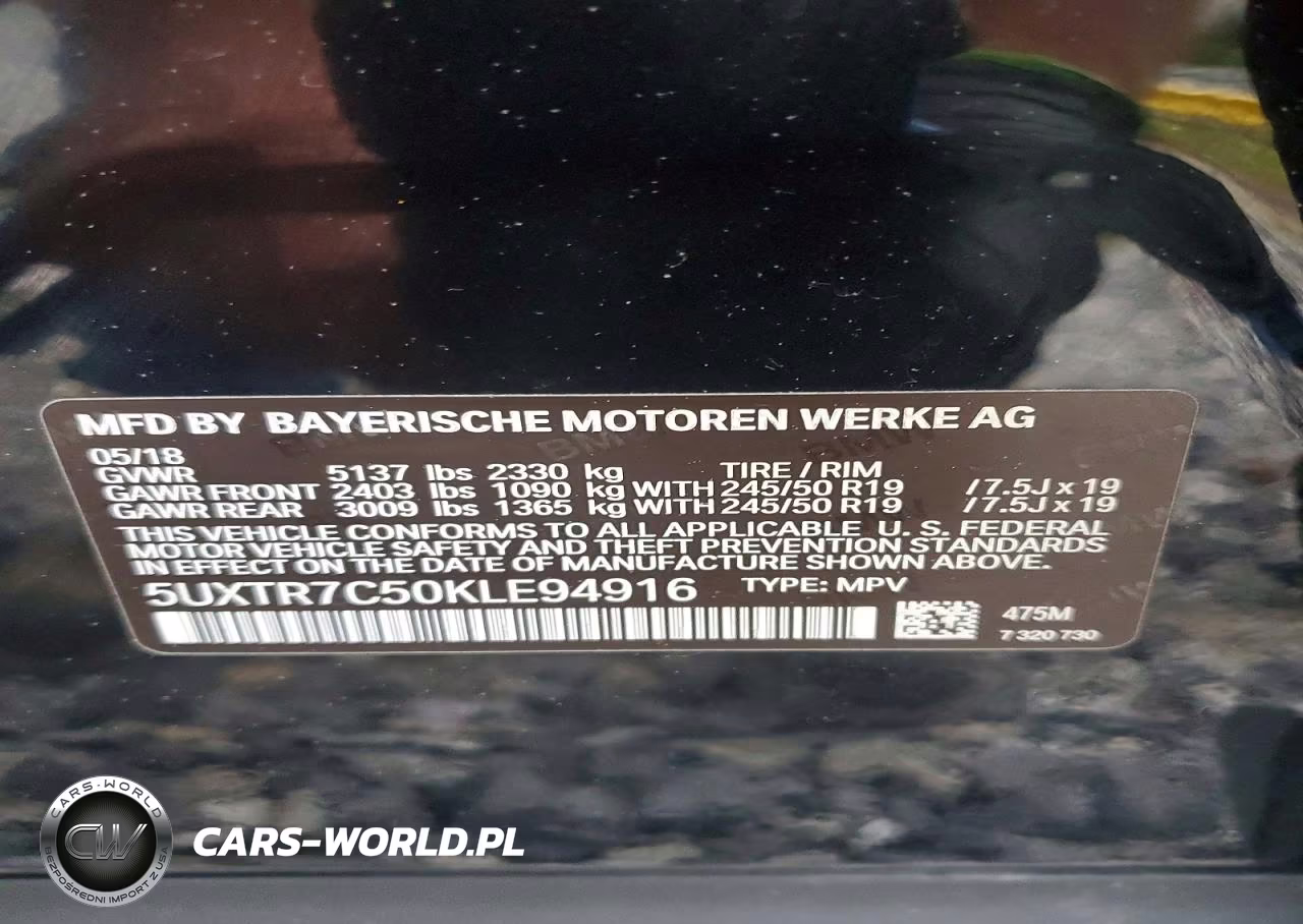 2019 BMW X3 Sdrive30I VIN:5UXTR7C50KLE94916 - 12