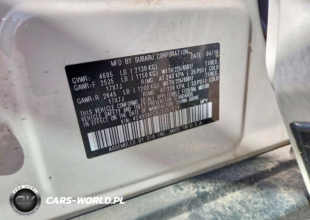 2018 Subaru Outback 2.5I Premium VIN:4S4BSAFCXJ3357529 - 12