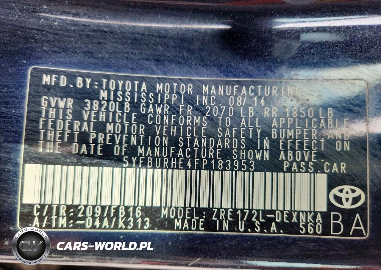 2015 Toyota Corolla Le VIN:5YFBURHE4FP183953 - 12