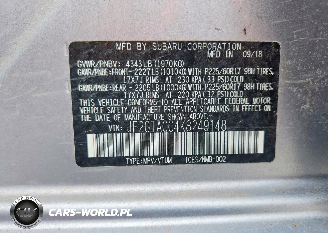 2019 Subaru Crosstrek Premium VIN:JF2GTACC4K8249148 - 14