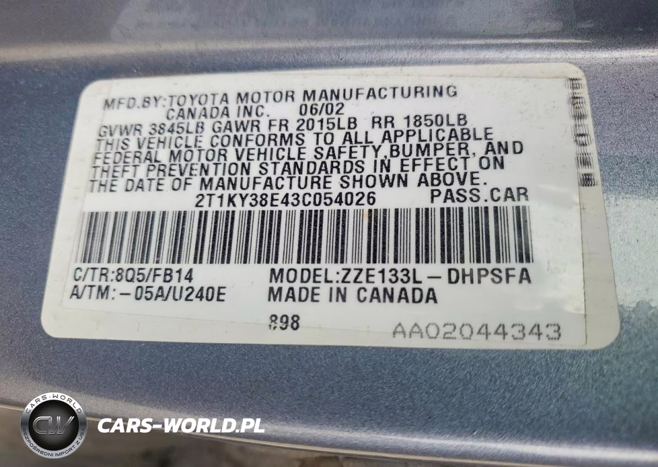 2003 Toyota Corolla Matrix Xrs VIN:2T1KY38E43C054026 - 13