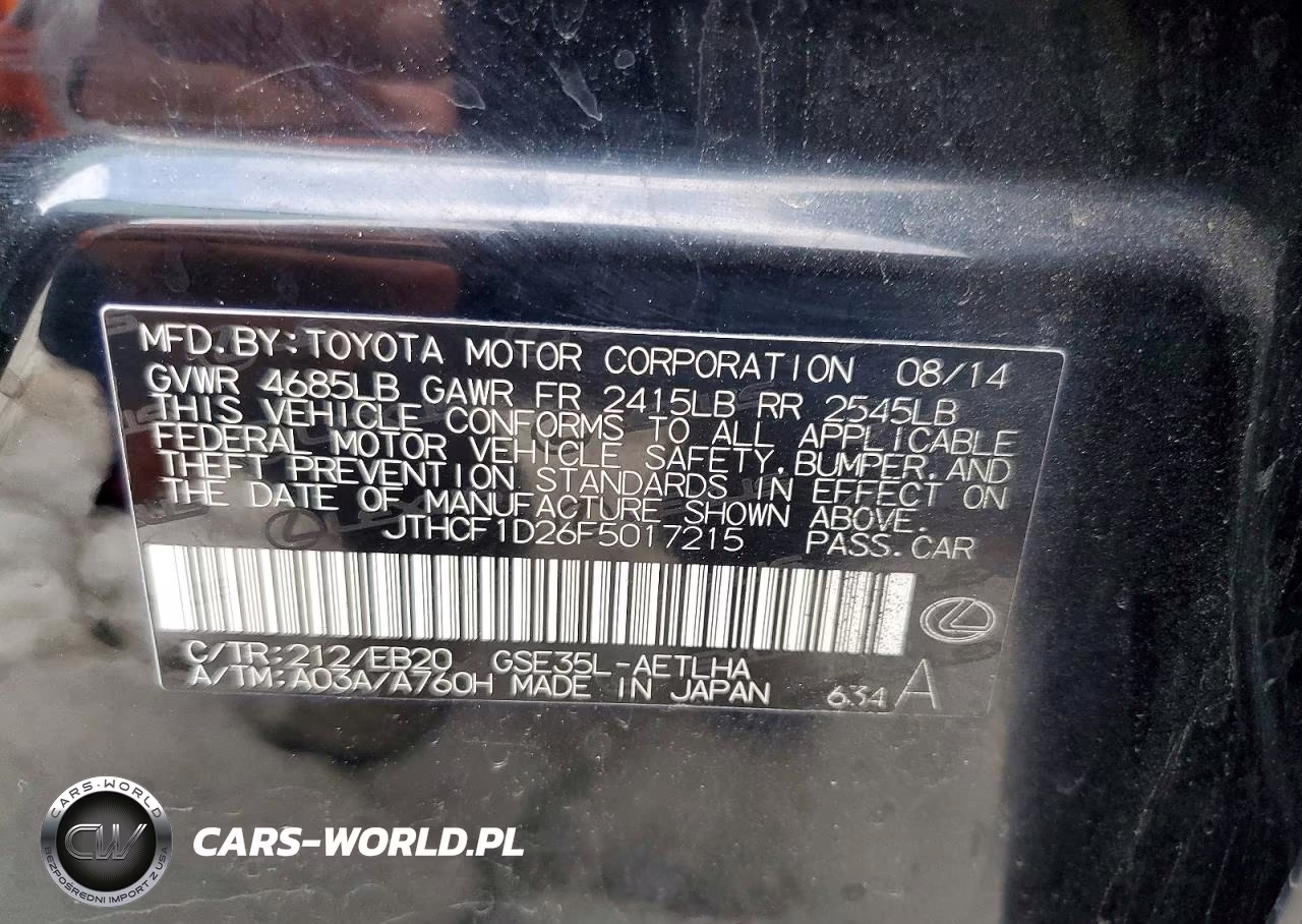 2015 Lexus Is 250 VIN:JTHCF1D26F5017215 - 12