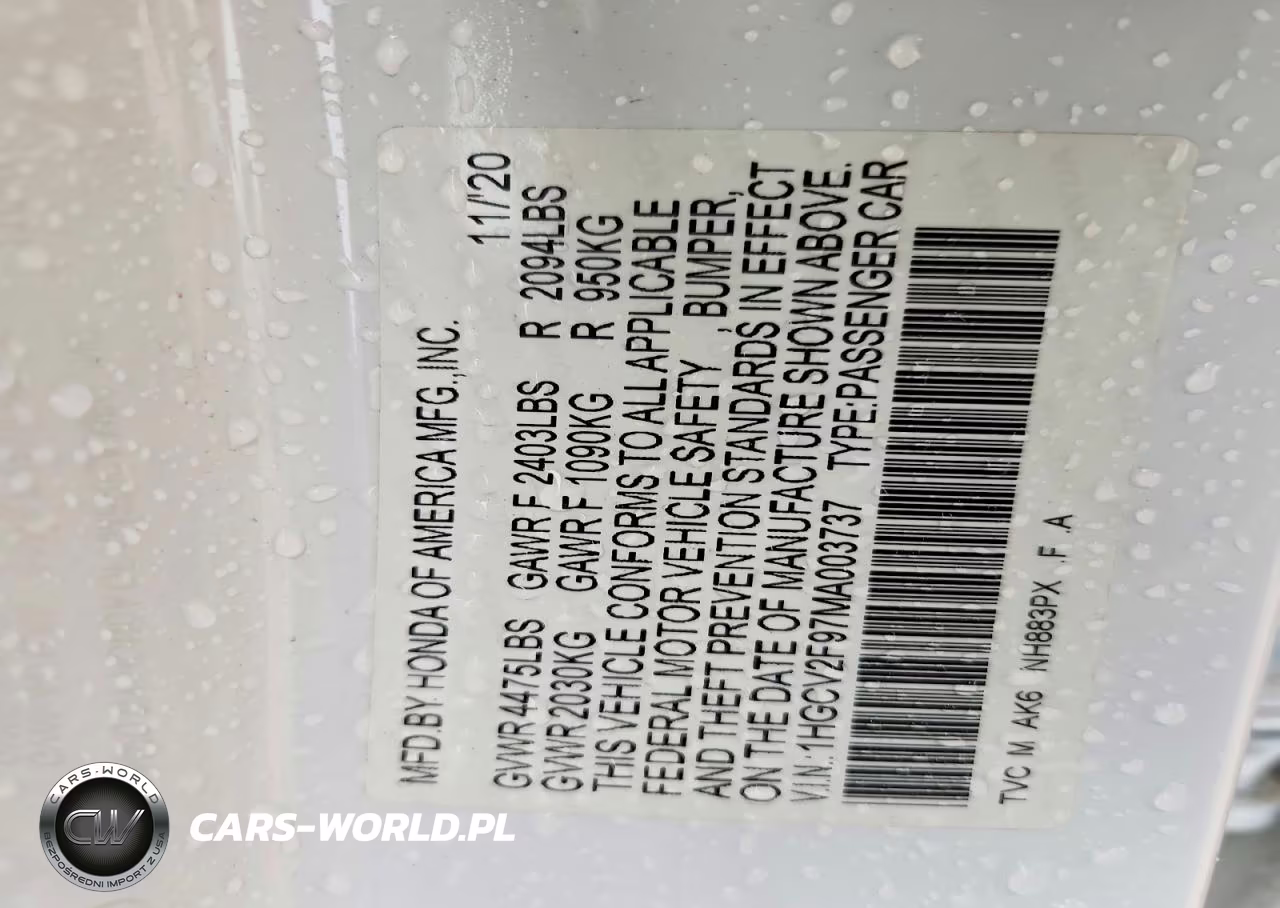 2021 Honda Accord Touring VIN:1HGCV2F97MA003737 - 12