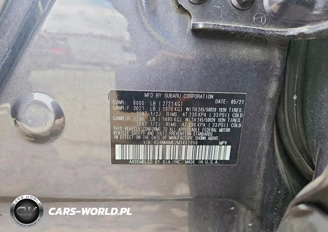2021 Subaru Ascent Limited VIN:4S4WMAMD2M3452050 - 13