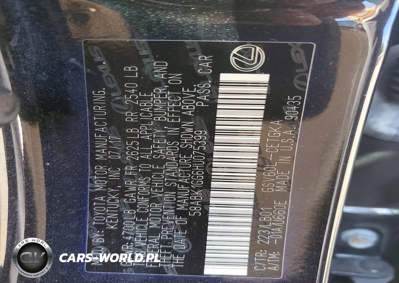 2017 Lexus Es 350 VIN:58ABK1GG6HU075399 - 12