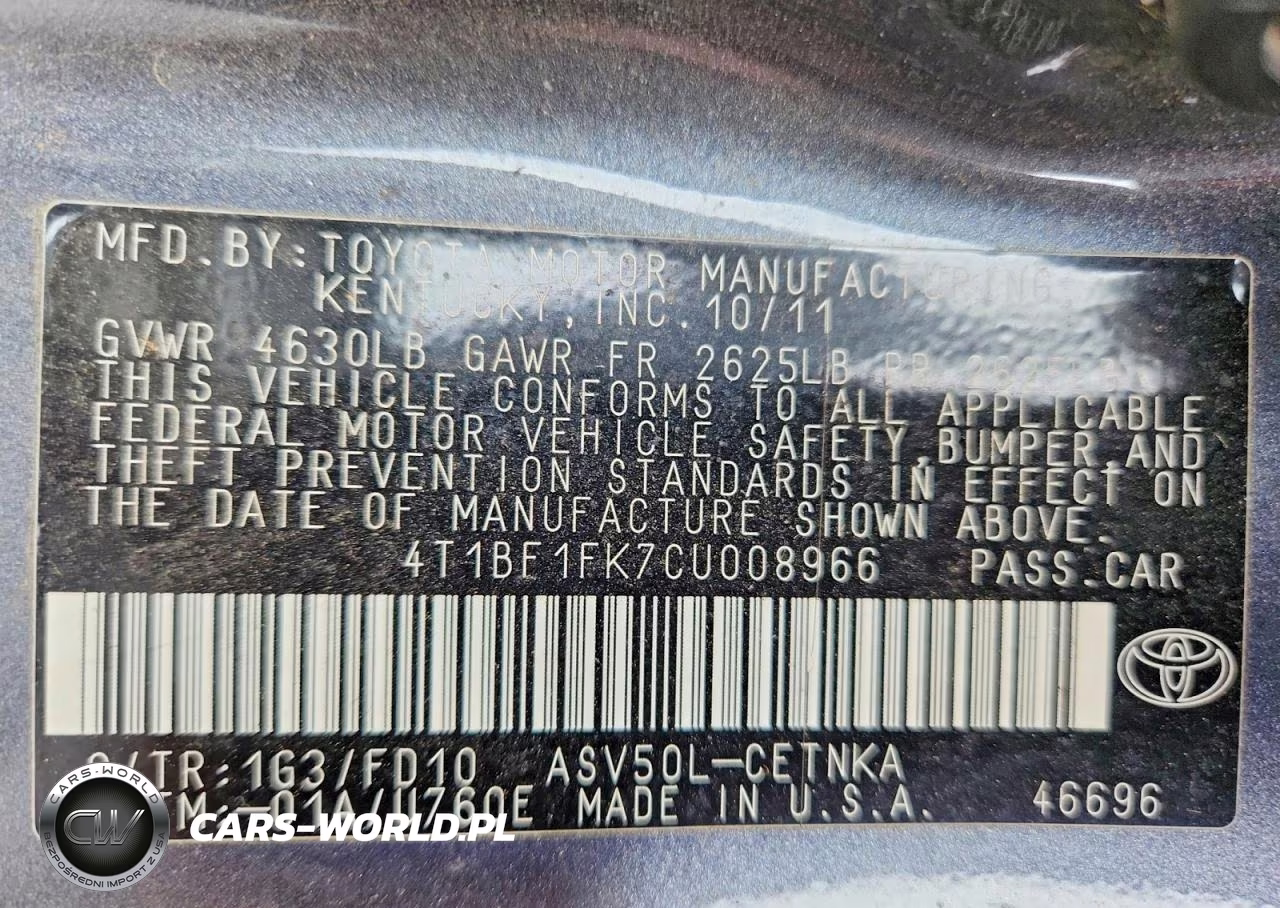 2012 Toyota Camry Le VIN:4T1BF1FK7CU008966 - 13