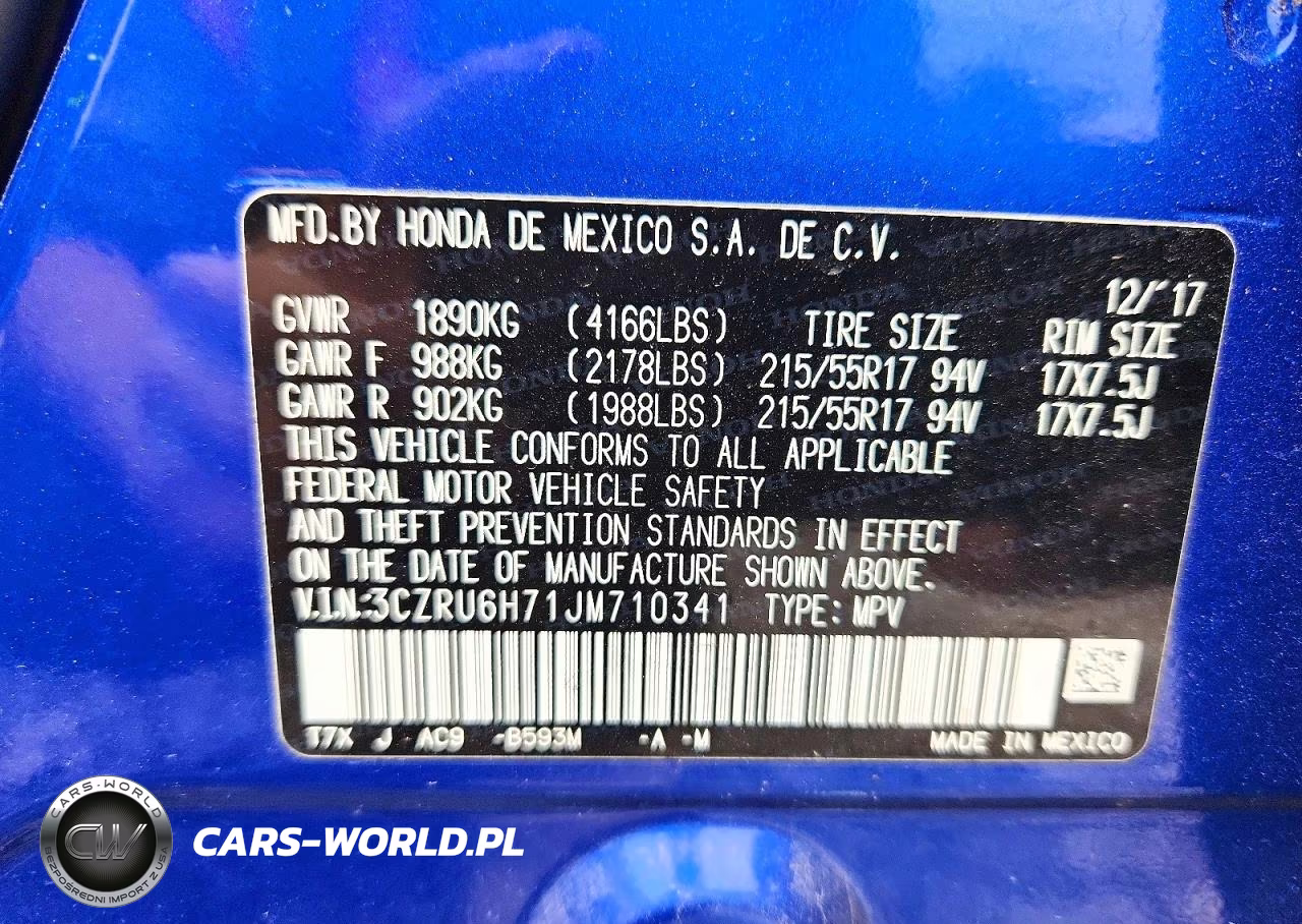 2018 Honda Hr-V Exl VIN:3CZRU6H71JM710341 - 13