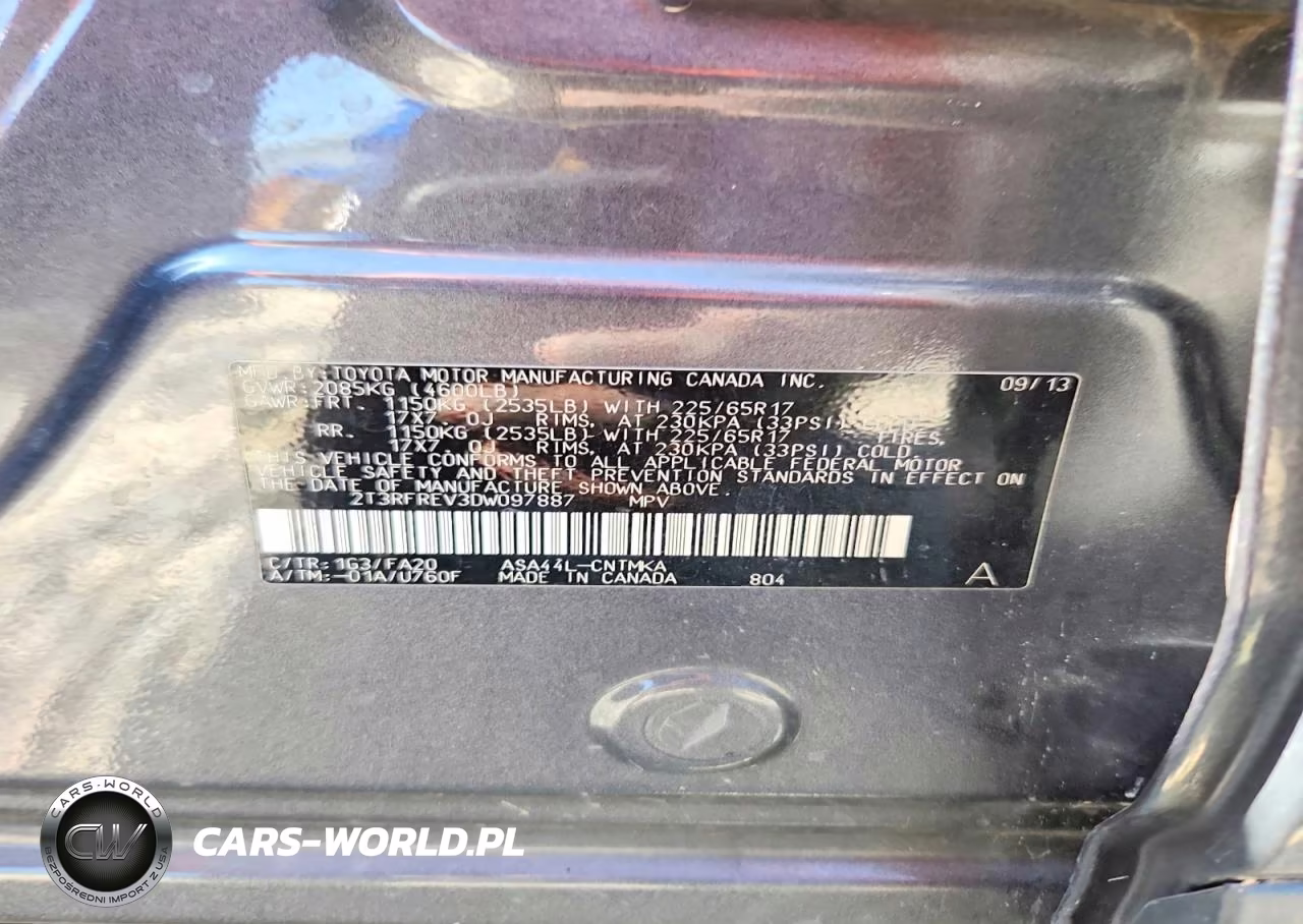 2013 Toyota Rav4 Xle VIN:2T3RFREV3DW097887 - 13
