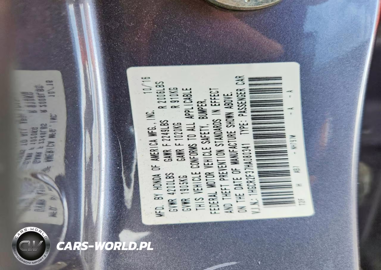 2017 Honda Accord Lx VIN:1HGCR2F37HA080341 - 12