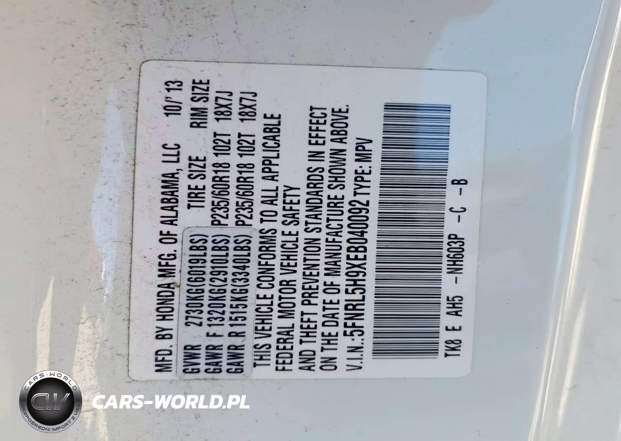 2014 Honda Odyssey Touring VIN:5FNRL5H9XEB040092 - 13