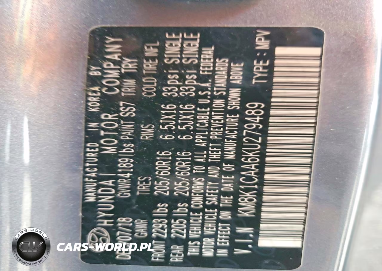 2019 Hyundai Kona Se VIN:KM8K1CAA6KU279489 - 13