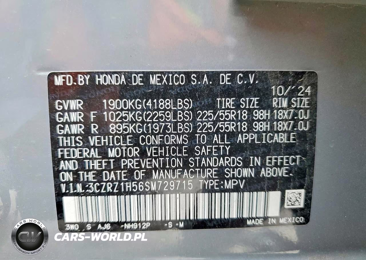 2025 Honda Hr-V Sport VIN:3CZRZ1H56SM729715 - 13