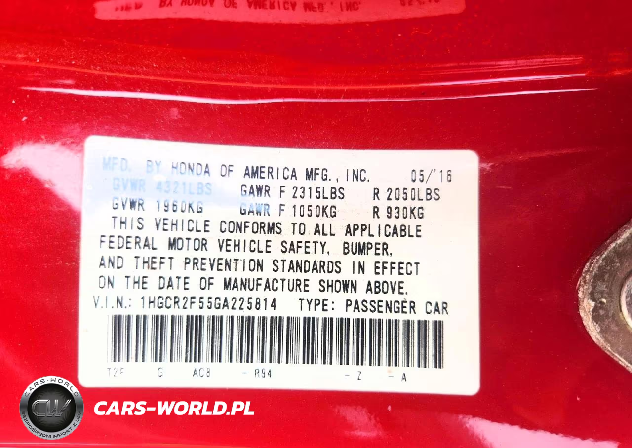 2016 Honda Accord Sport VIN:1HGCR2F55GA225814 - 12