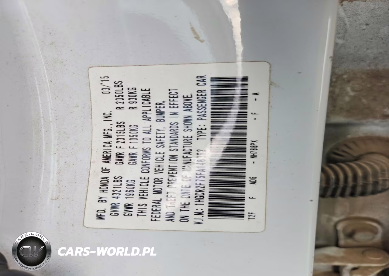 2015 Honda Accord Ex VIN:1HGCR2F75FA148362 - 12