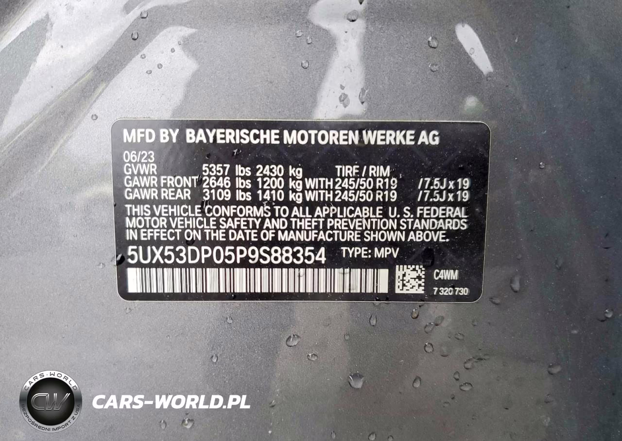 2023 BMW X3 xDrive30I VIN:5UX53DP05P9S88354 - 14