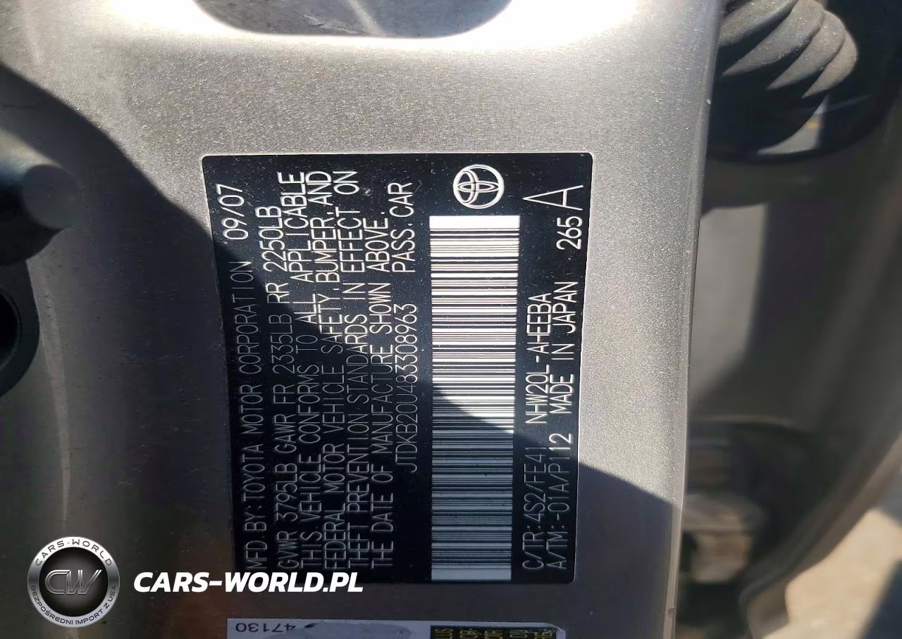 2008 Toyota Prius Base VIN:JTDKB20U483308963 - 12
