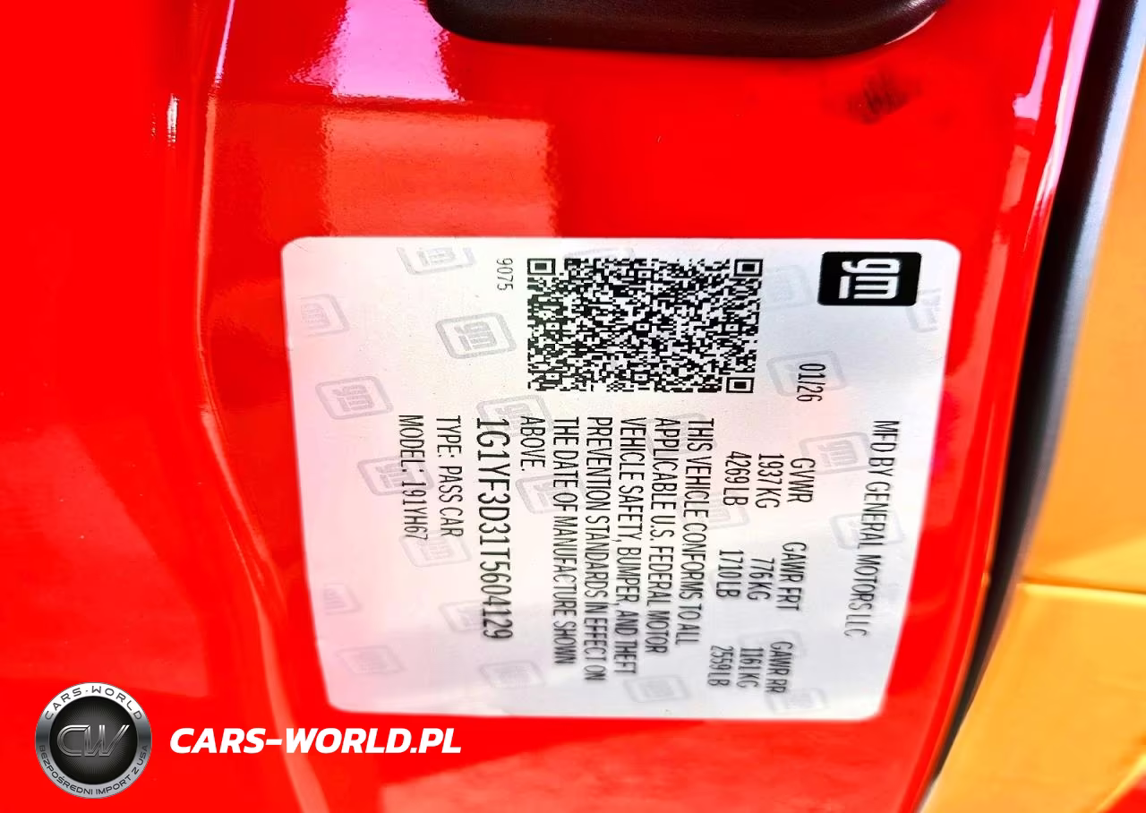 2026 Chevrolet Corvette Z06 3Lz VIN:1G1YF3D31T5604129 - 12