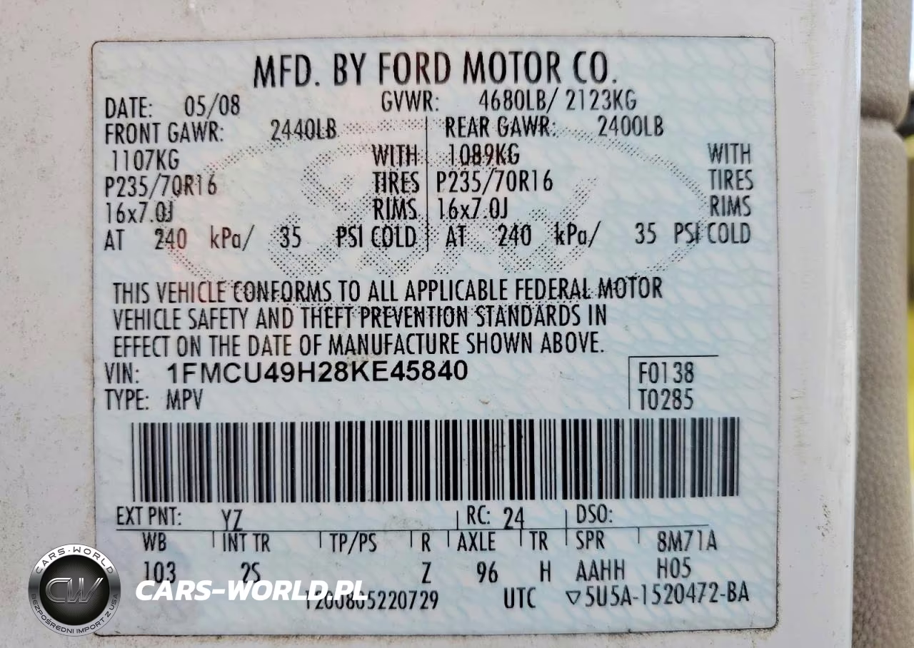 2008 Ford Escape Hev VIN:1FMCU49H28KE45840 - 12