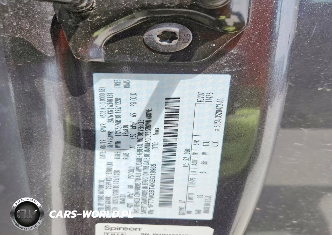 2019 Ford F250 Super Duty VIN:1FT7W2BT4KEG19965 - 12