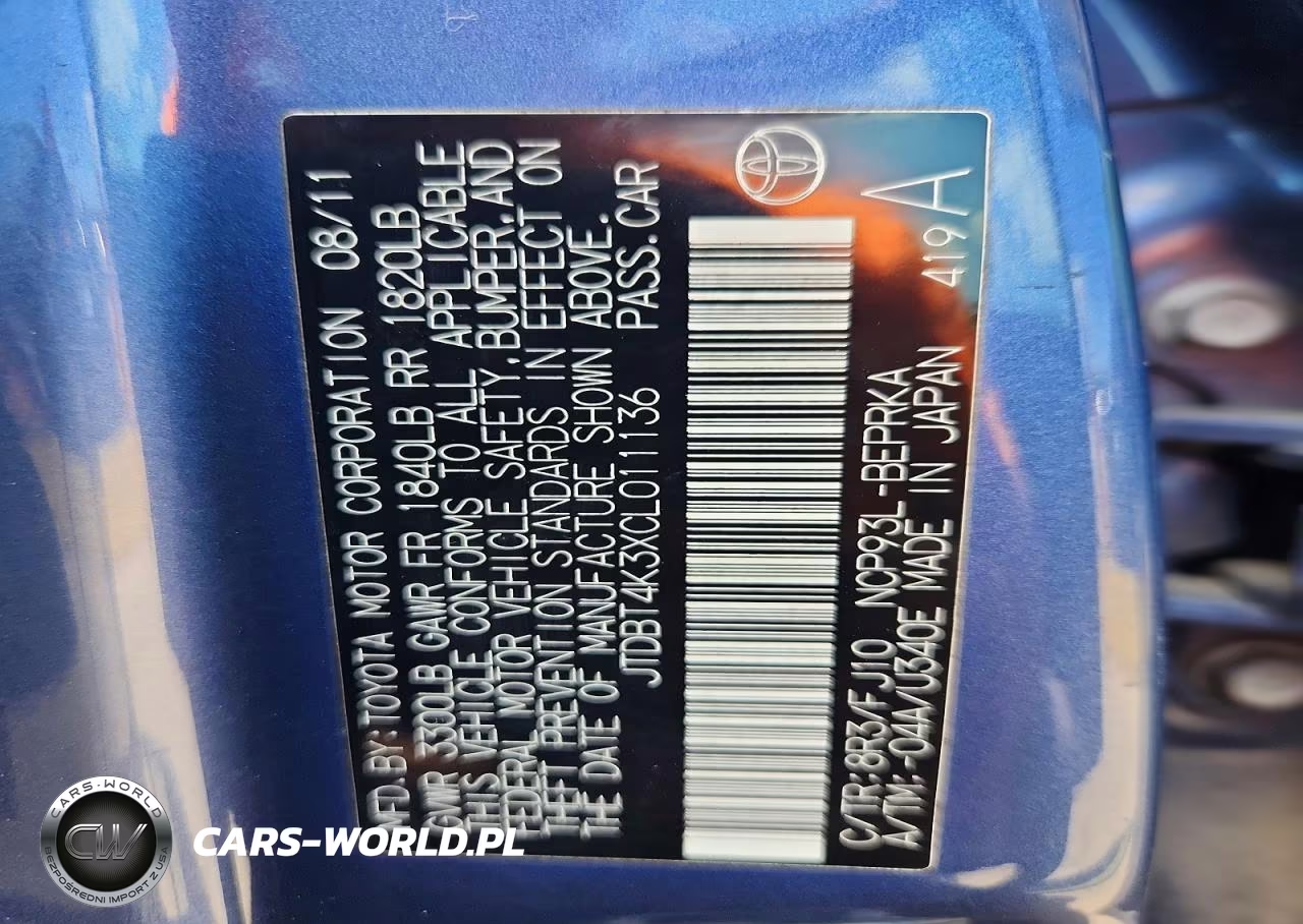 2012 Toyota Yaris Fleet VIN:JTDBT4K3XCL011136 - 12