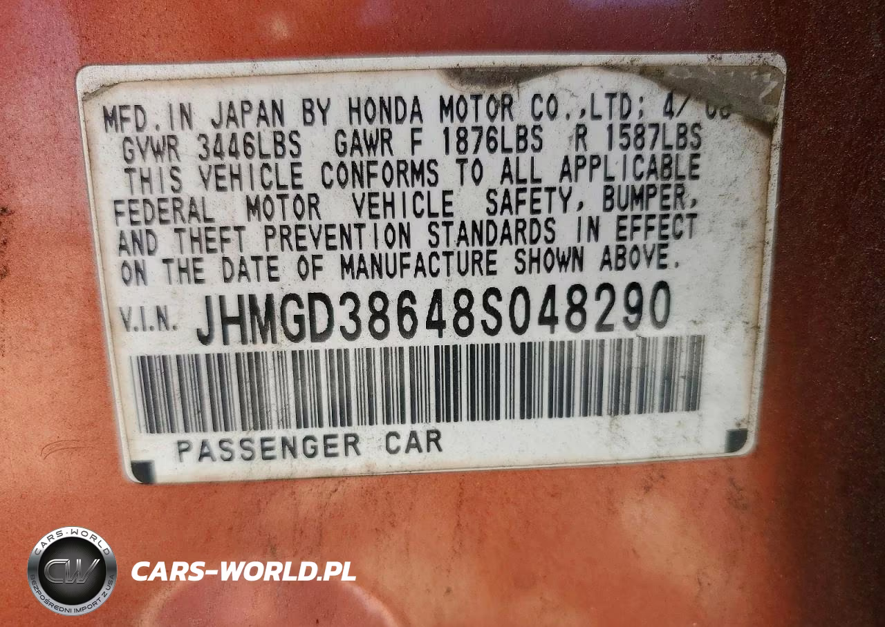 2008 Honda Fit Sport VIN:JHMGD38648S048290 - 12