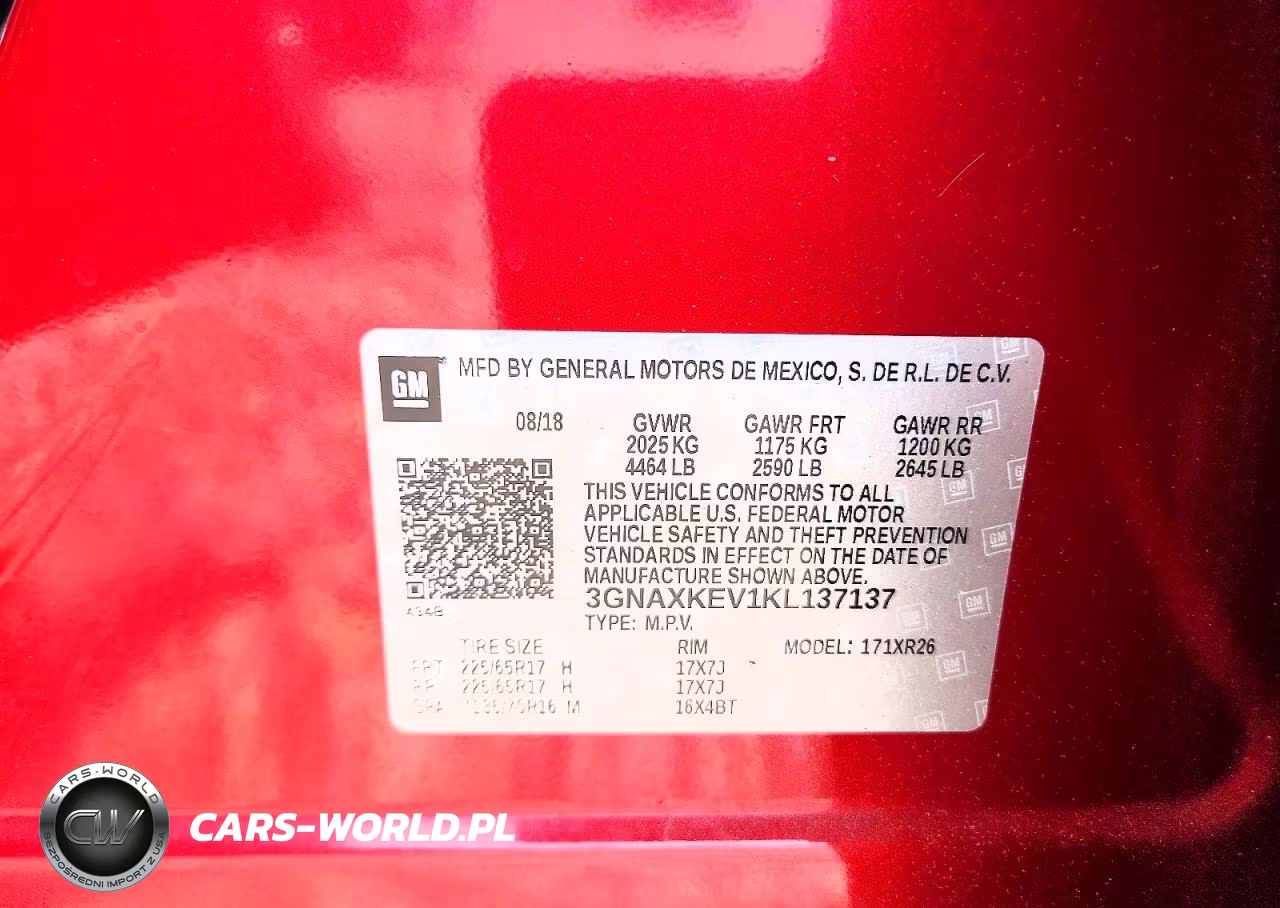 2019 Chevrolet Equinox Lt VIN:3GNAXKEV1KL137137 - 13