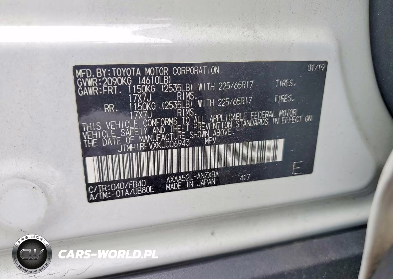 2019 Toyota Rav4 Le VIN:JTMH1RFVXKJ006943 - 12