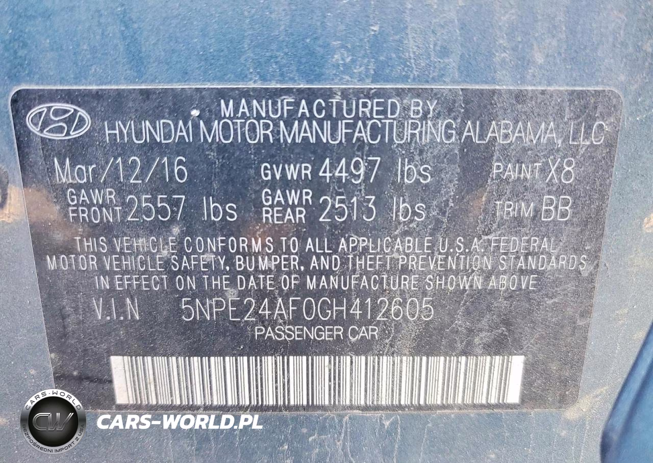 2016 Hyundai Sonata Se VIN:5NPE24AF0GH412605 - 12