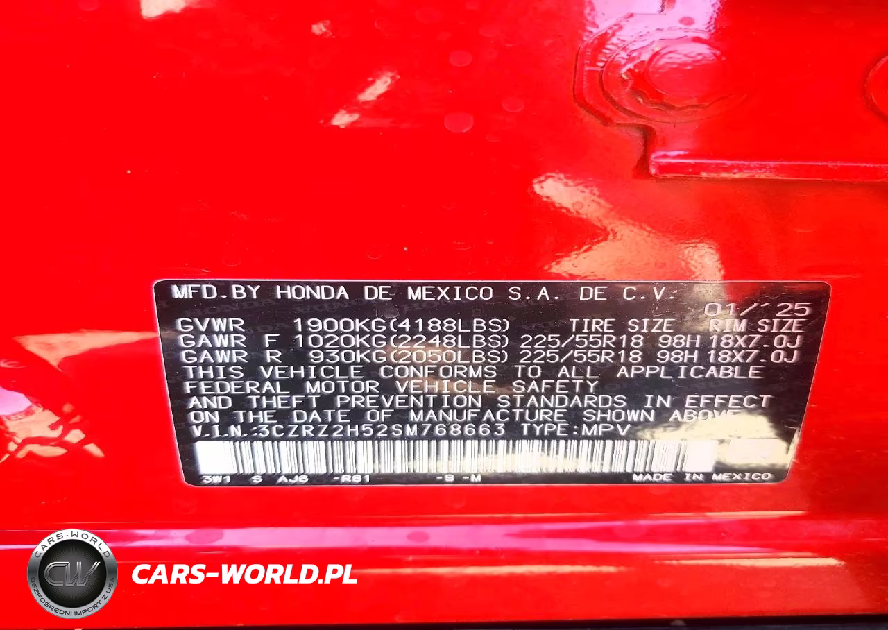 2025 Honda Hr-V Sport VIN:3CZRZ2H52SM768663 - 12