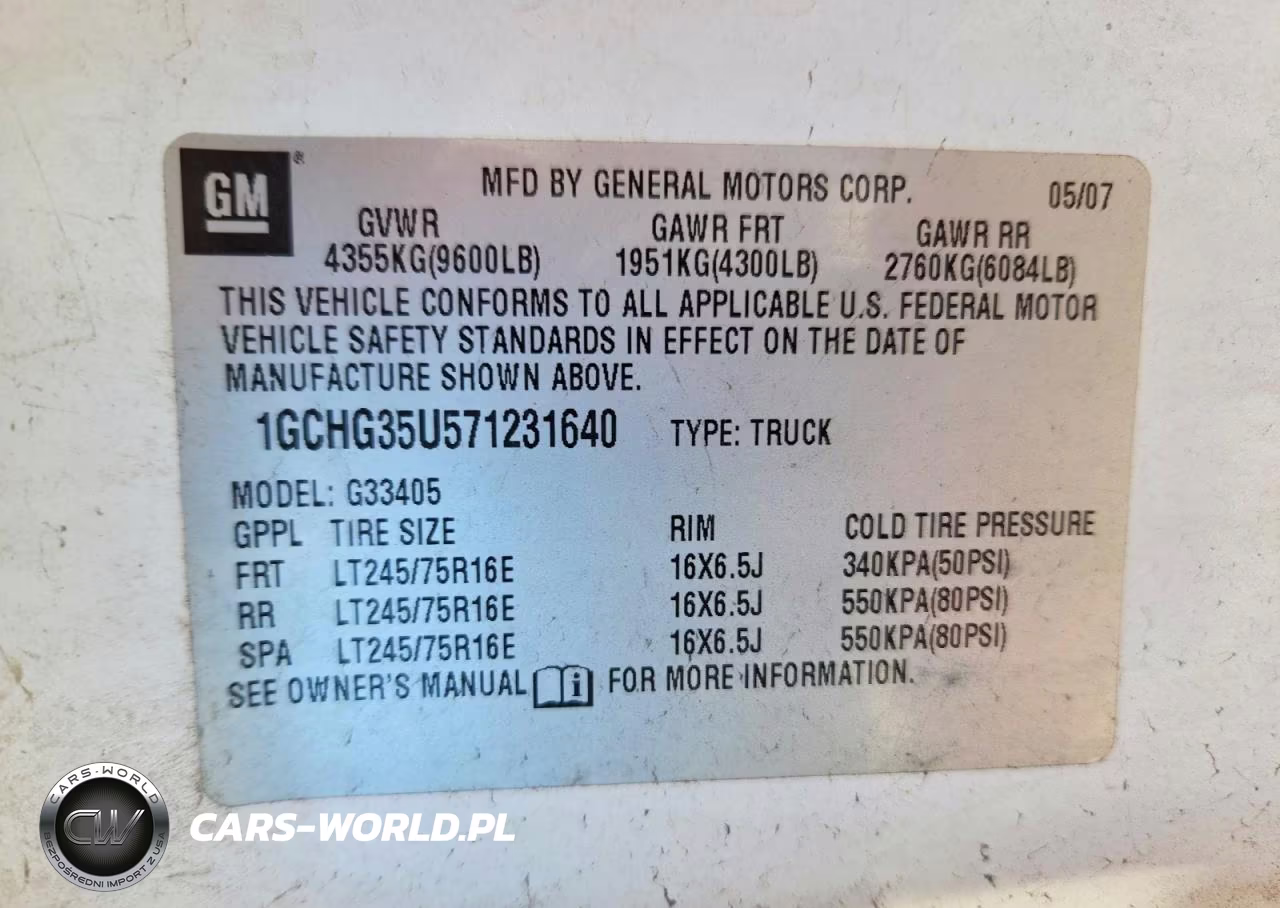 2007 Chevrolet Express 3500 Delivery Van VIN:1GCHG35U571231640 - 13