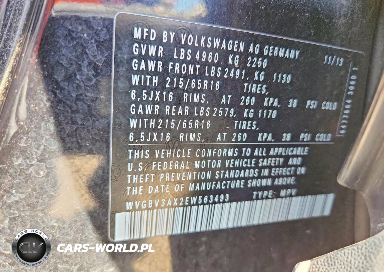 2014 Volkswagen Tiguan S VIN:WVGBV3AX2EW563493 - 12