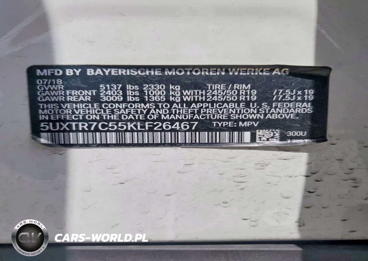 2019 BMW X3 Sdrive30I VIN:5UXTR7C55KLF26467 - 13