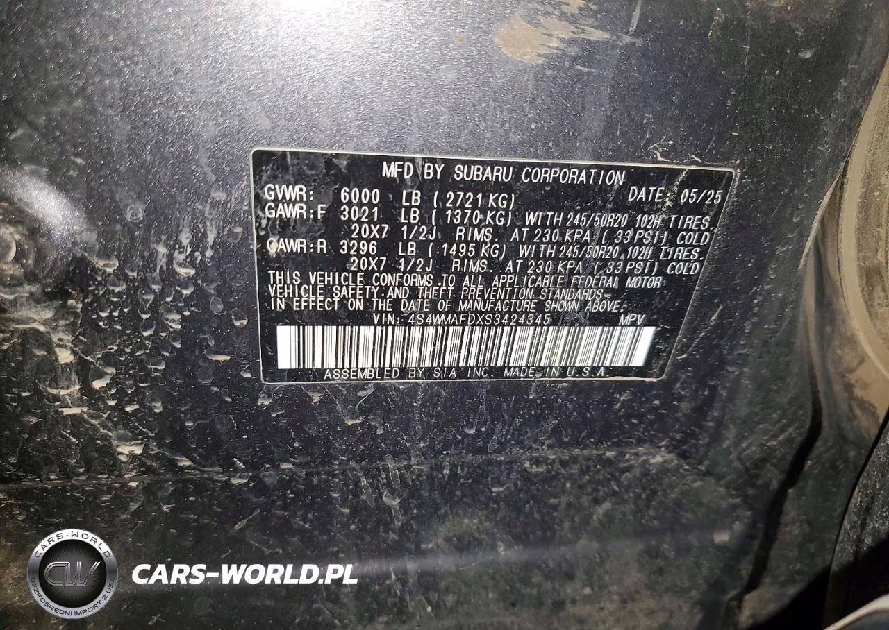 2025 Subaru Ascent Onyx Edition VIN:4S4WMAFDXS3424345 - 14